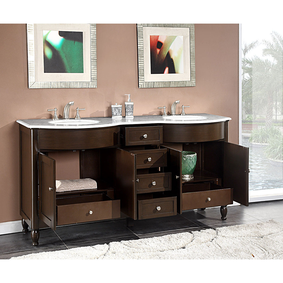 Silkroad Exclusive Kelston 72" Double Bathroom Vanity Set & Reviews