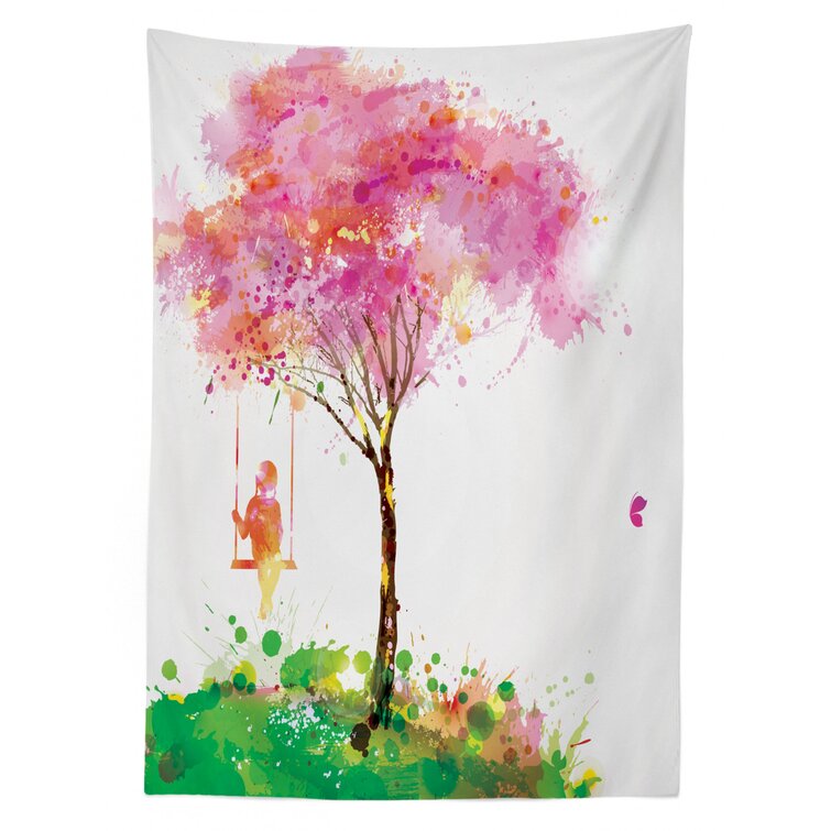 Painting of Colorful Blossoming Spring Flowers Rectangular Table Cover for Dining Room Kitchen Decor 52 X 70 Ambesonne Watercolor Tablecloth Multicolor