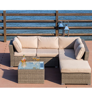 Modern Contemporary Outdoor Solar Lighting Wall Allmodern Awa Solar Light Up Luxury 4 Piece Sofa Seating Group With Cushion