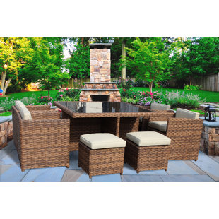 Go to store & view more images Stetler 9 Piece Sunbrella Dining Set with Cushions by Brayden Studio