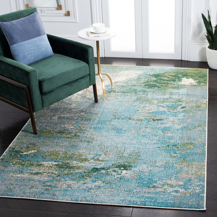 Gold Flamingo Etta Abstract Light Blue Green Area Rug & Reviews 