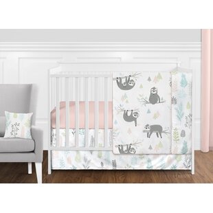 pink and grey elephant crib set