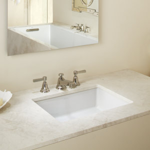 Verticyl Impressions Ceramic Rectangular Undermount Bathroom Sink with Overflow