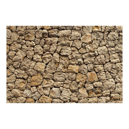Old Paving Stone Wall 3.2m x 4.8m Textured Matte Peel & Stick Wall Mural East Urban Home
