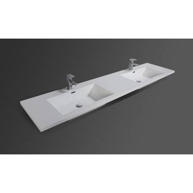 buurman Discriminatie op grond van geslacht mooi Ebern Designs 83.5'' Plastic Double Bathroom Vanity Top in White with Sink  & Reviews | Wayfair