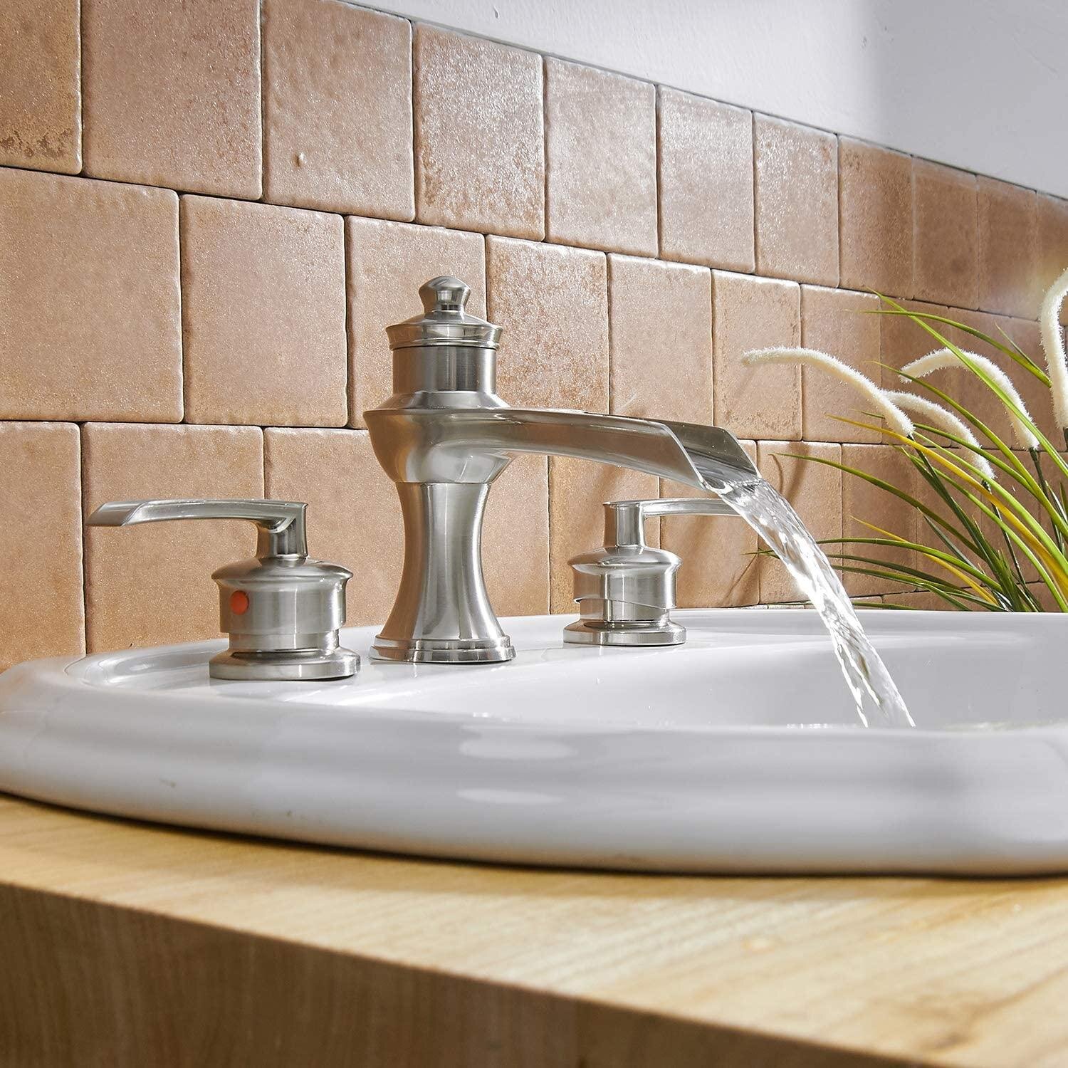 Square Gold Polished Bathroom Basin Waterfall Faucet Washroom Vanity Mixer Tap