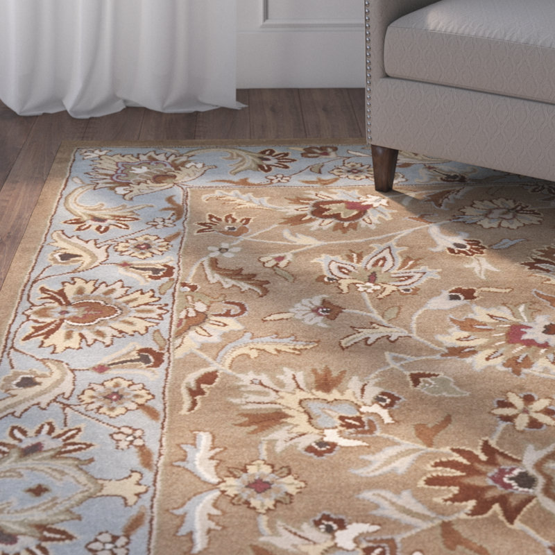 Charlton Home Cranmore Hand Tufted Wool Beige Blue Area Rug Reviews Wayfair