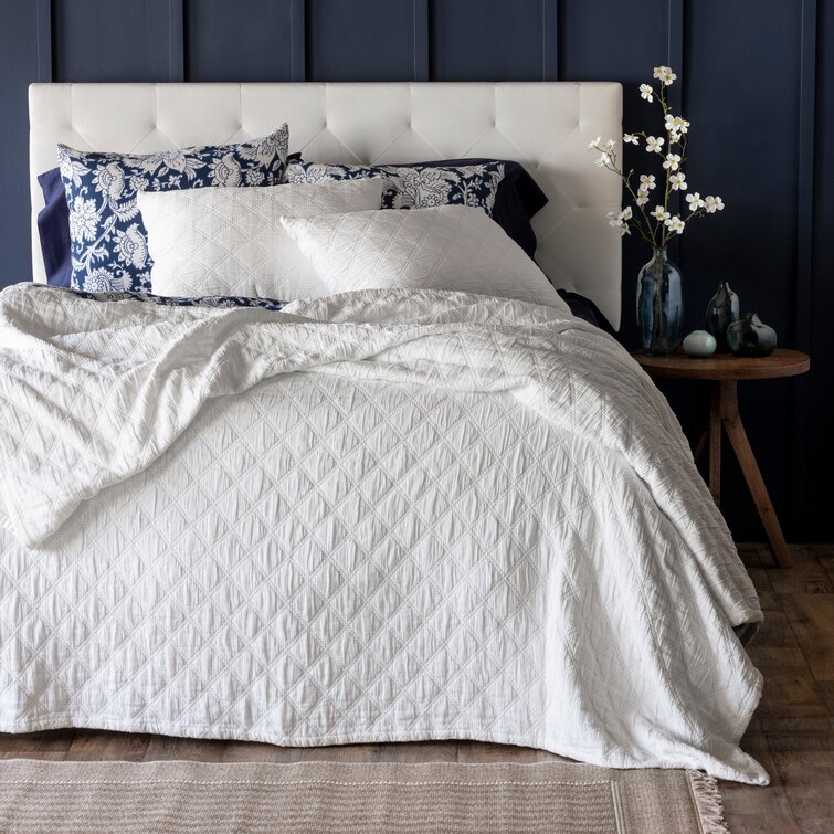 2/3PC BED BEDSPREAD QUILT SET COVERLET MODERN  IN 4 SIZES LANCASTER NAVY/WHITE 