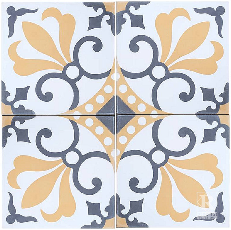 Rustico Tile Stone Mealu 8 X Cement Field In White Gold Mealu 8 X Cement Field Tile In