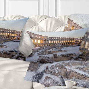 Landscape Inside Ancient Roman Amphitheater Lumbar Pillow