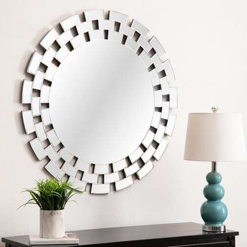 Brayden Studio Round Glass Wall Accent Mirror & Reviews | Wayfair