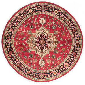 One-of-a-Kind Briggs Hand Knotted Round Wool Red Area Rug