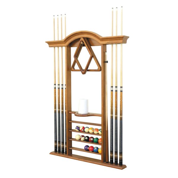 Wooden Snooker/ Pool Cue Rack Wall Mounted Hanging 6 Cue Sticks Holder Stand 