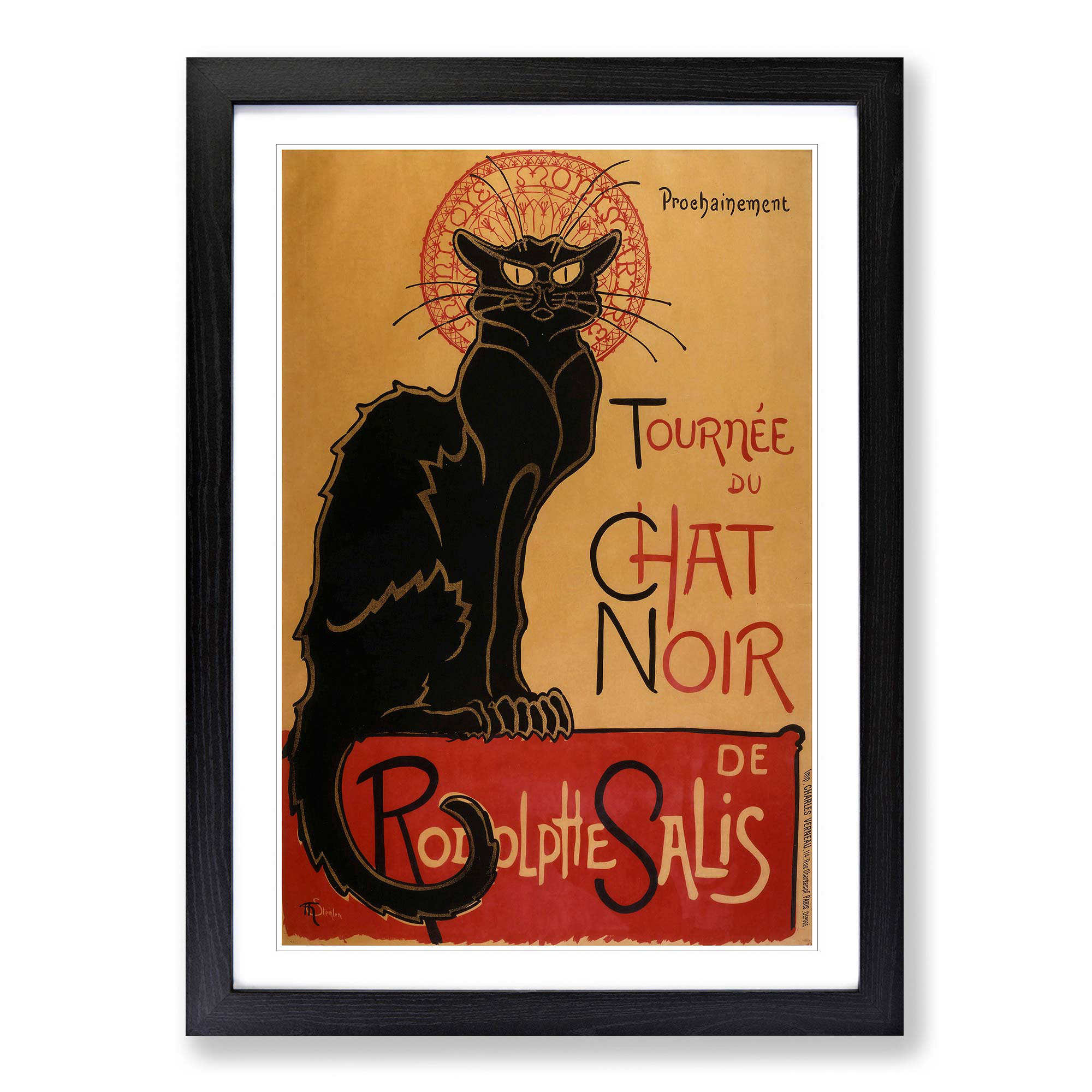 East Urban Home Chat Noir Cat By Theophile Steinlen Framed Vintage Advertisement Wayfair Co Uk