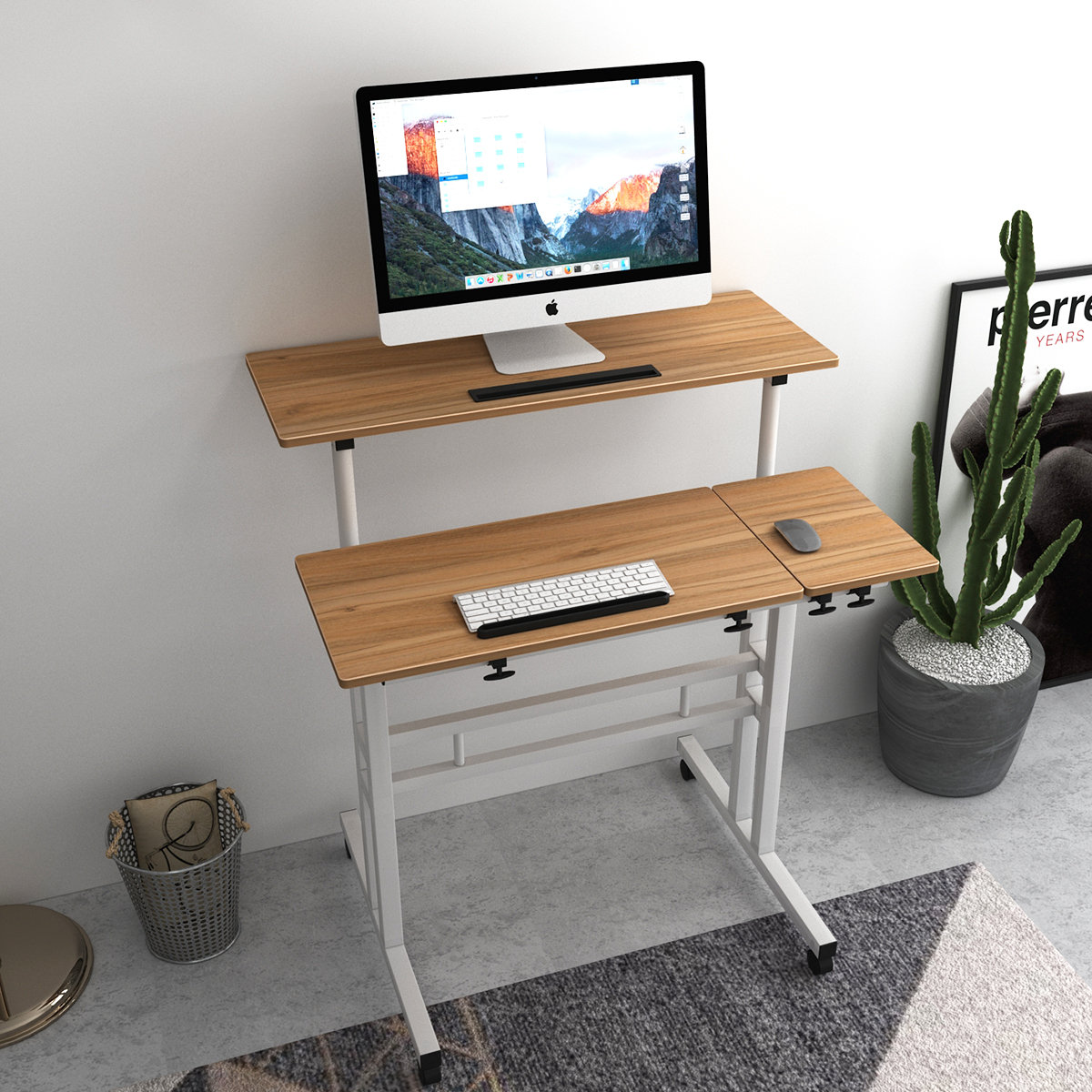 Inbox Zero SitStand Cart Mobile Height Adjustable Standing Desk