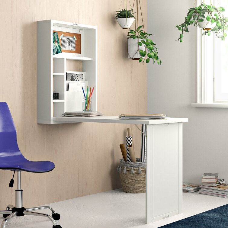 folding desk into wall