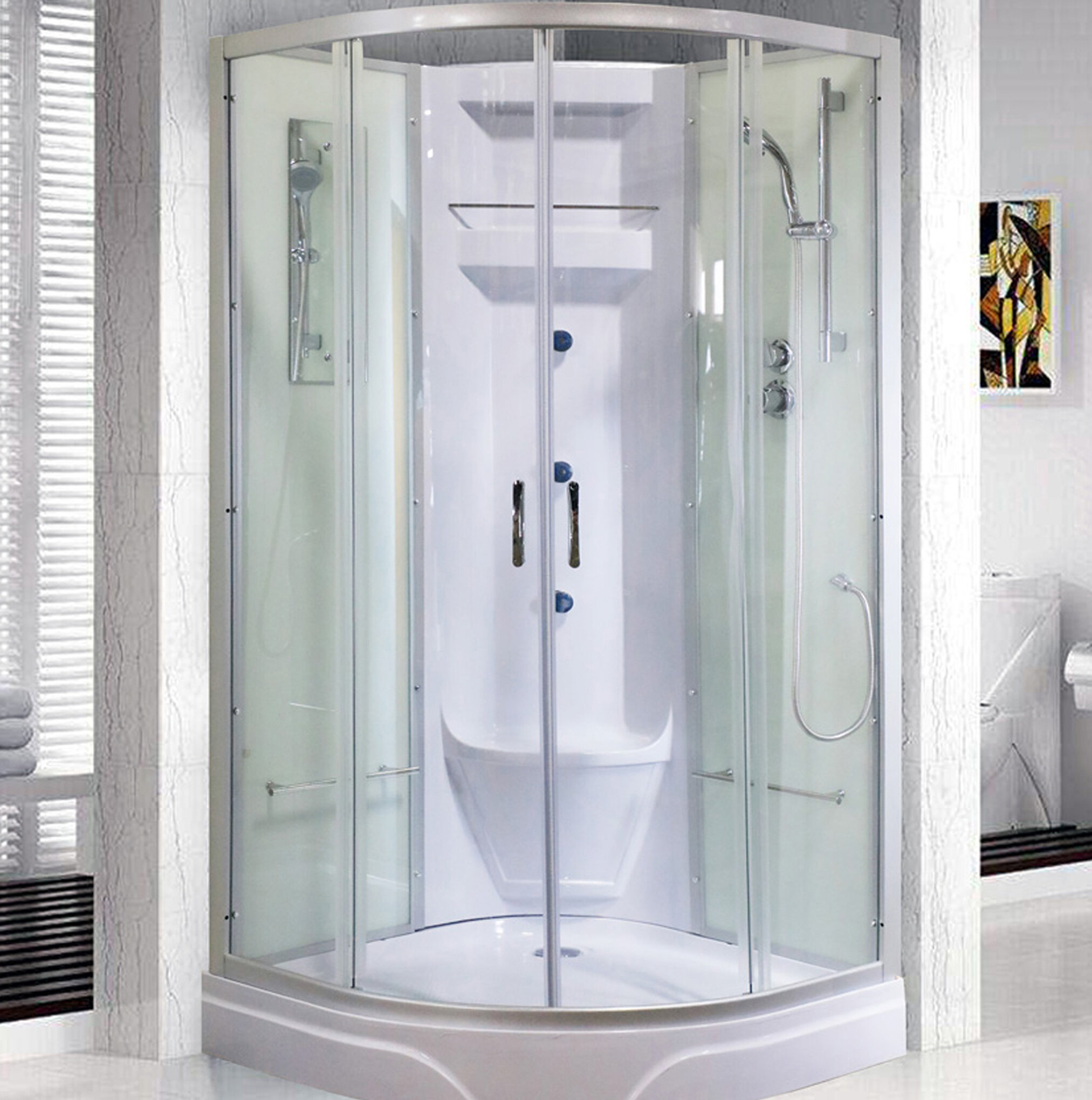 Royal Home Showers 38" W x 38'' D 81" H Framed Round Shower & Reviews | Wayfair