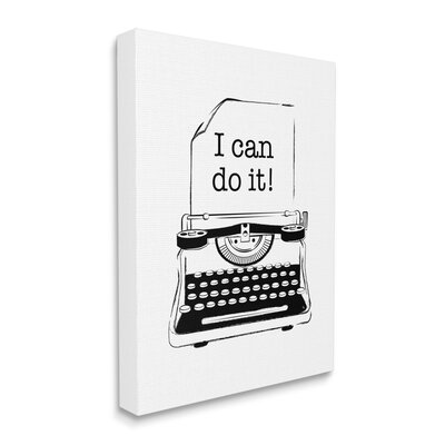 'Vintage Typewriter I Can Inspirational Phrase' by Martina Pavlova - Textual Art Print Isabelle & Max™ Format: Wrapped Canvas, Size: 30
