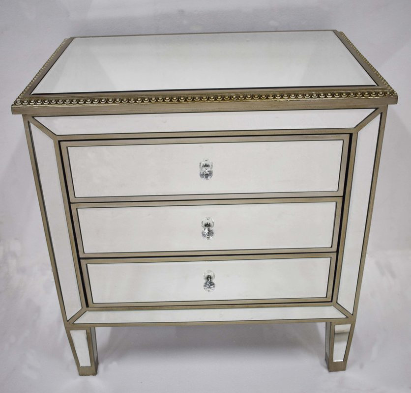 Melissa Mirrored Nightstand Wayfair Tarsha Beaded Mirrored 3 Drawer Nightstand