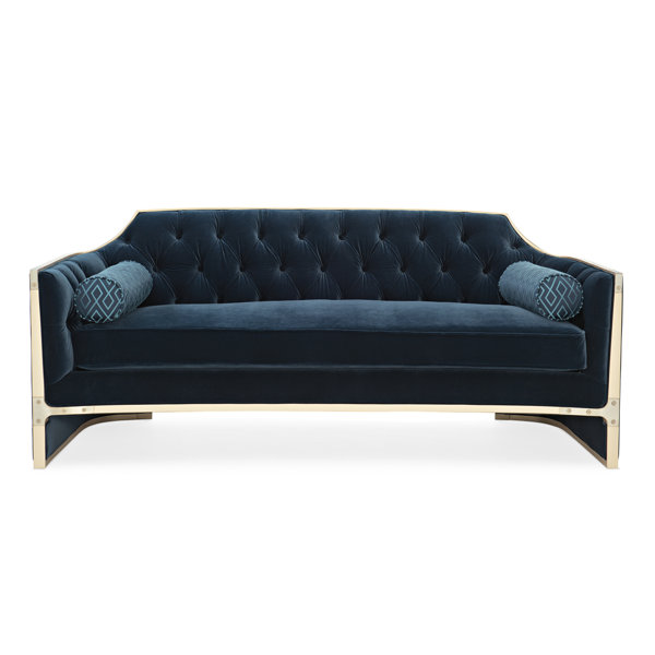 Caracole Classics The Cat S Meow Velvet 76 Recessed Arm Sofa Wayfair