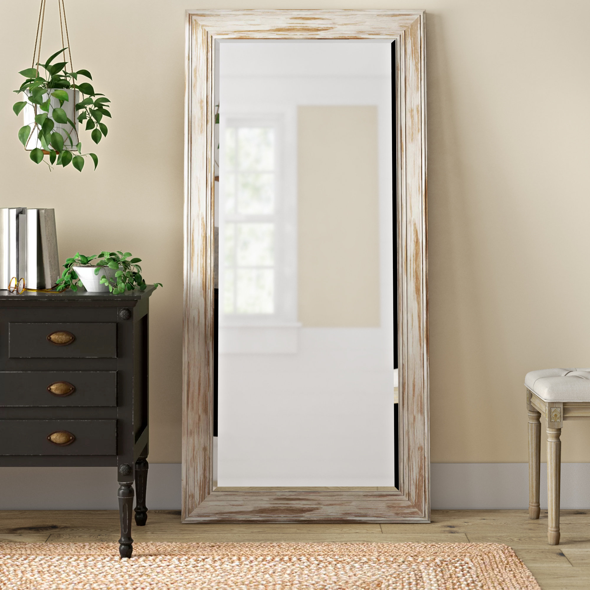 Somerton Cottage Country Beveled Distressed Bathroom Vanity Mirror