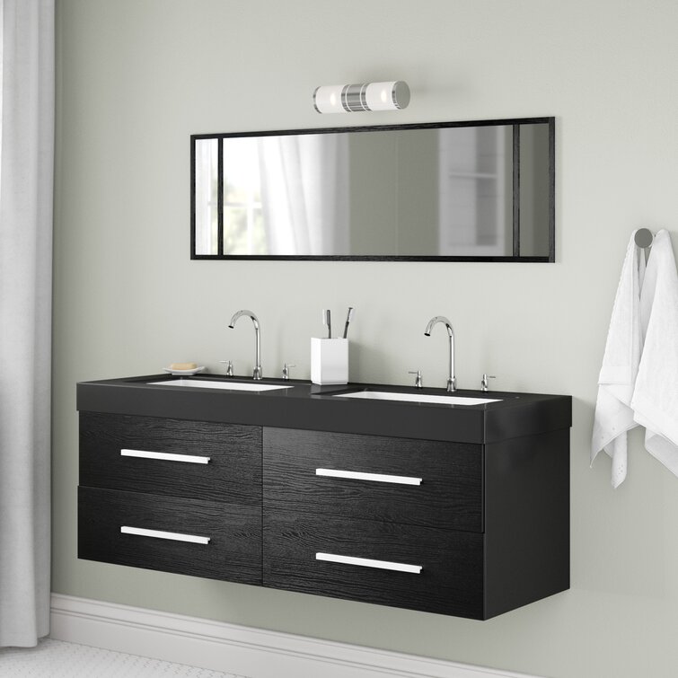 Ebern Designs 140cm Wall Mounted Double Sink Vanity Unit Wayfair Co Uk