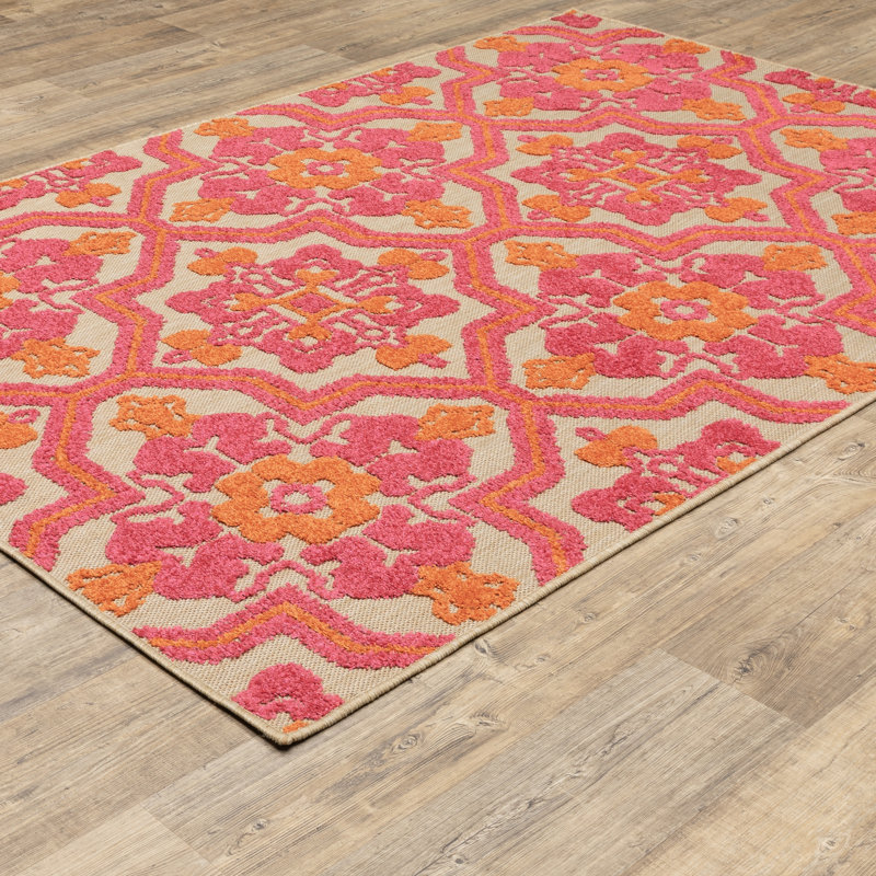 Sol 72 Outdoor Laub Oriental Pink/Orange Indoor / Outdoor Area Rug