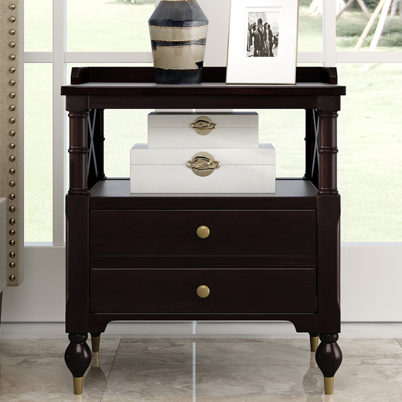Rosdorf Park Bambi 2 Drawer Solid Wood Nightstand In Black Cherry Wayfair