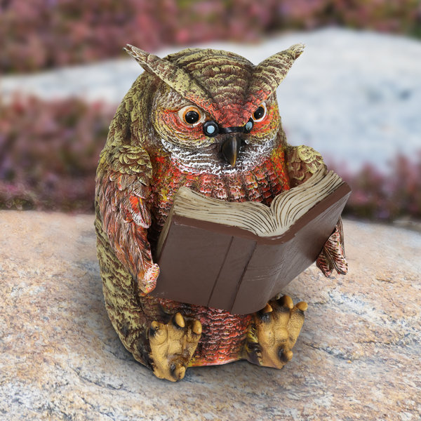 Bright Eyes Metal Yellow Body Owl Decorative Ornament Statue Figurine Sculpture