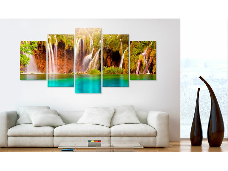 Ebern Designs 5 Tlg Leinwandbilder Set Wald Wasserfall Wayfair De