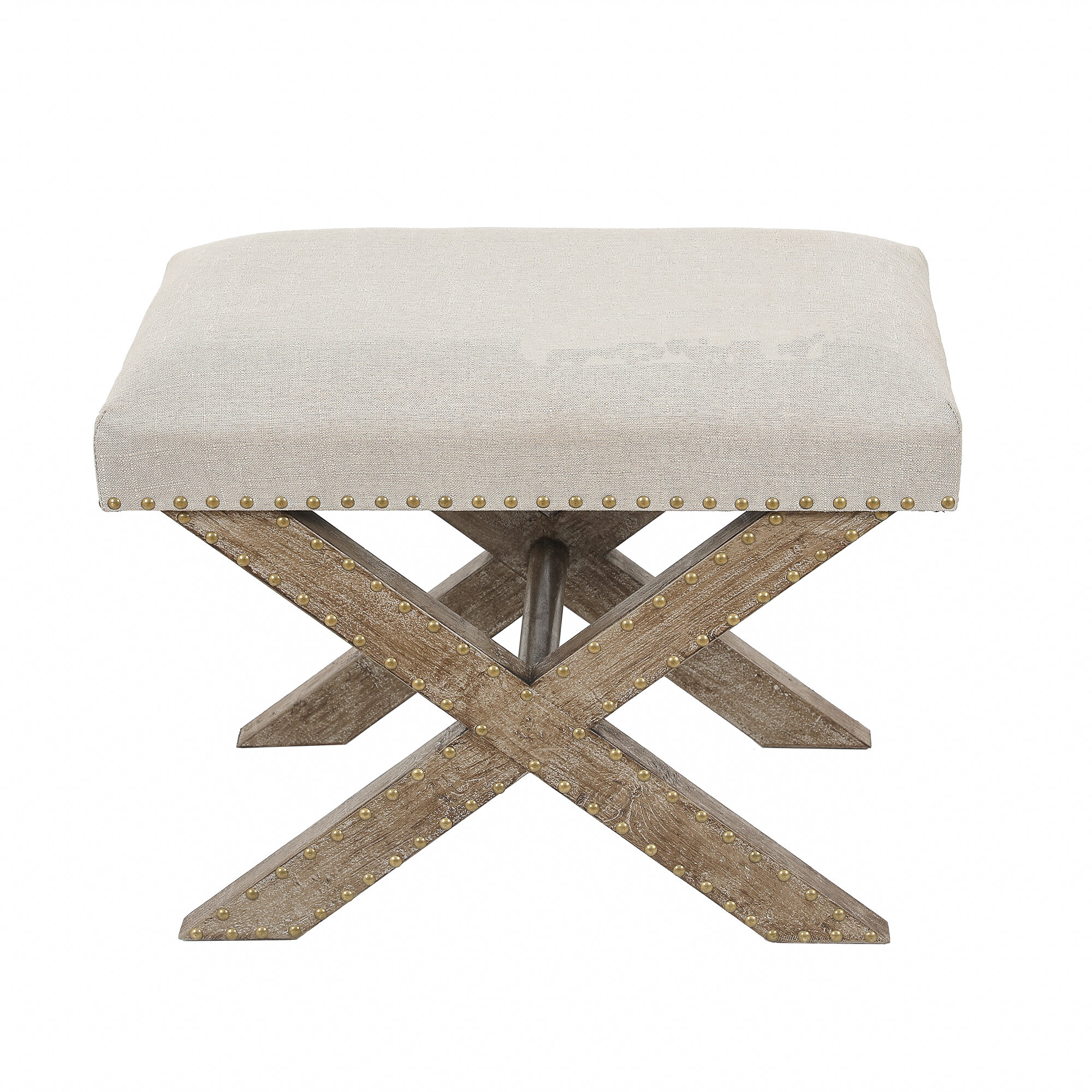 Velvet Button Top Foot Stool Seat Footrest Footstool With Rustic Look legs