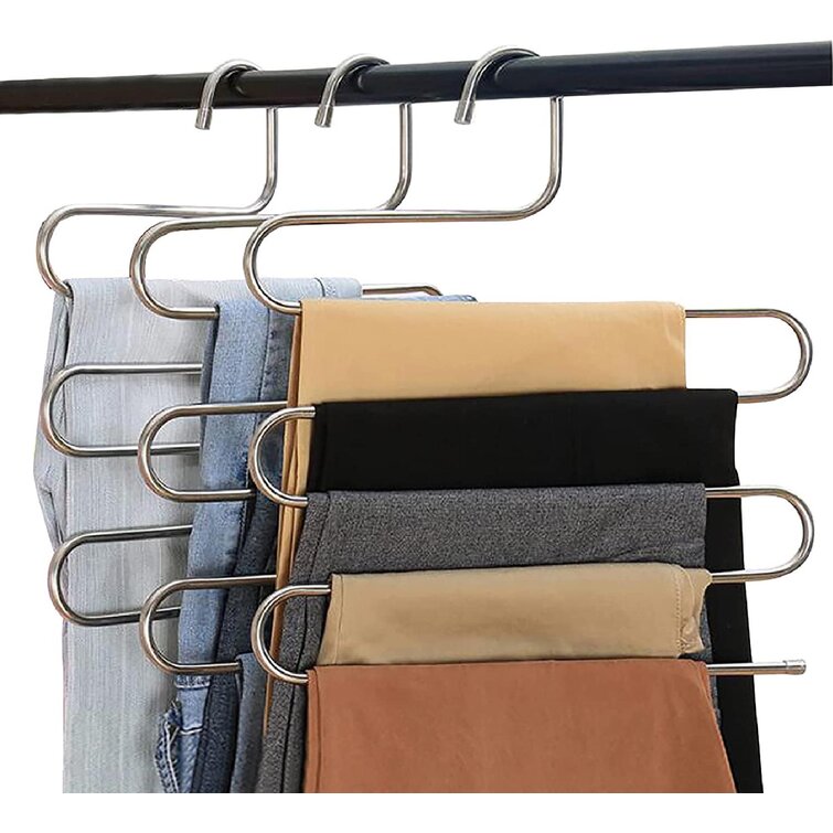 S-Type Pants Trouser Hanger 5 Layers Multi Storage Rack Closet Space Saver~.