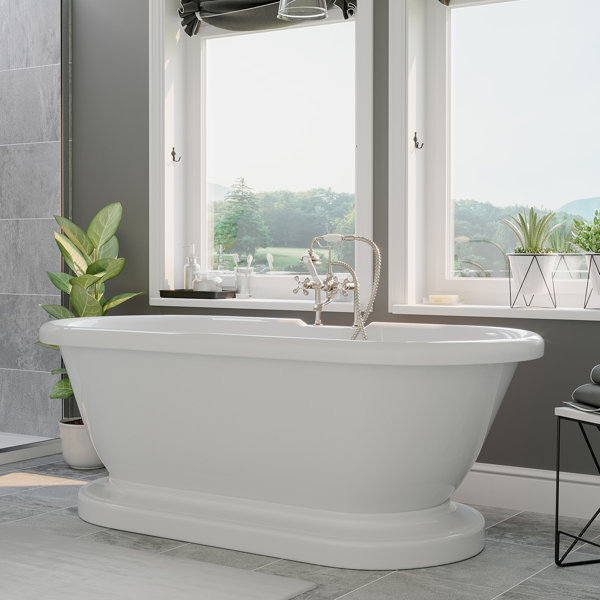 Cambridge Plumbing 60" x 29" Pedestal Soaking Bathtub with ...