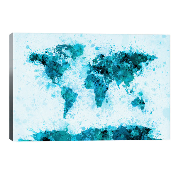 Icanvas World Map Paint Splashes By Michael Tompsett Graphic Art