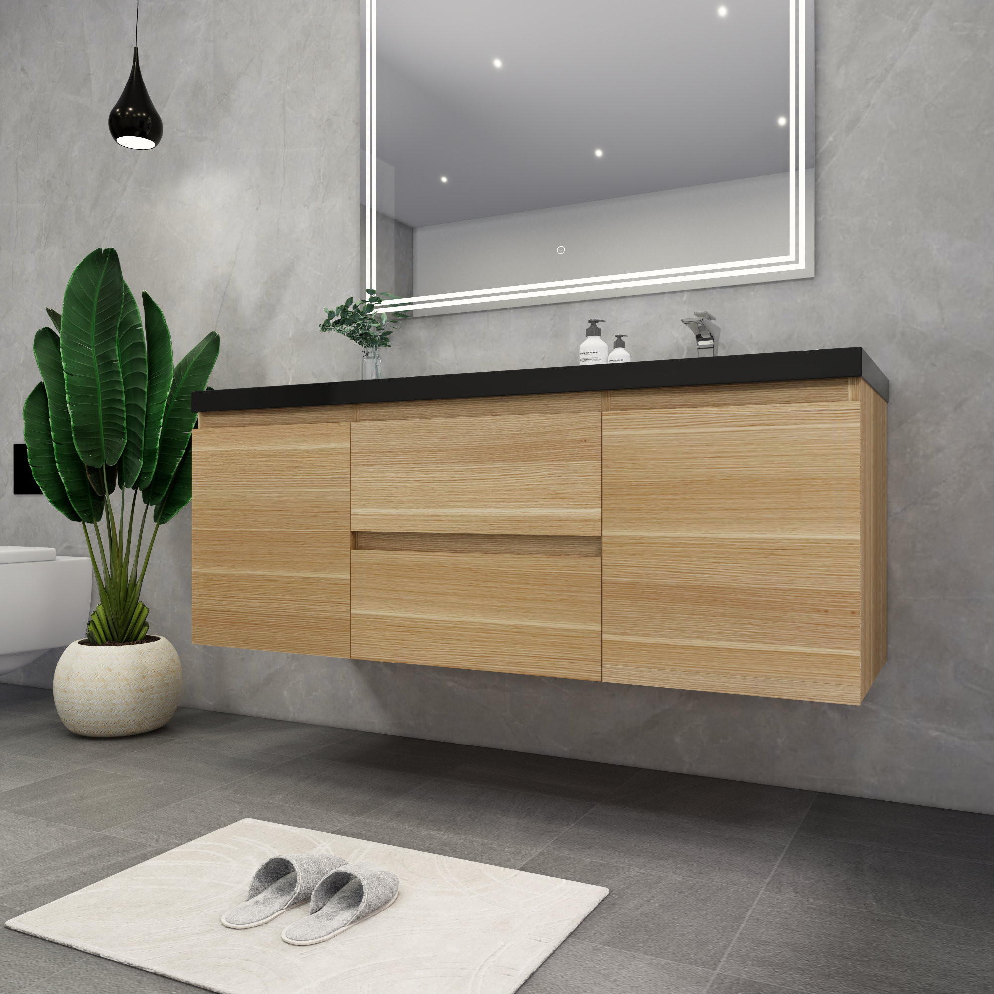 Ivy Bronx Castin 60" WallMounted Single Right Sink Bathroom Vanity Set