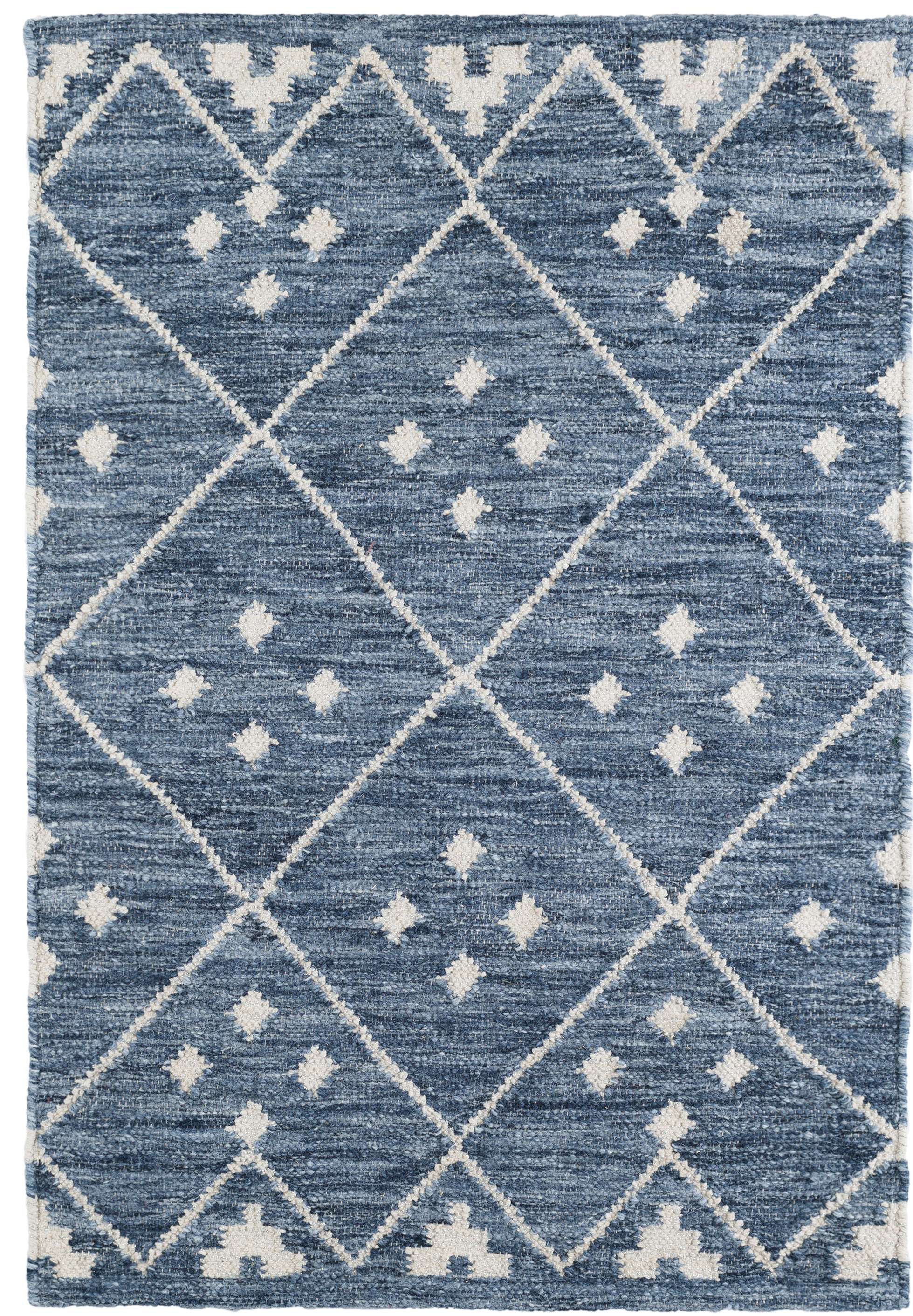 Dash and Albert Rugs Kota Geometric Handmade Kilim Blue/White Area 