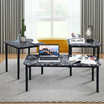 Wrought Studio Mateer Modern Faux Marble Metal Frame Living Room