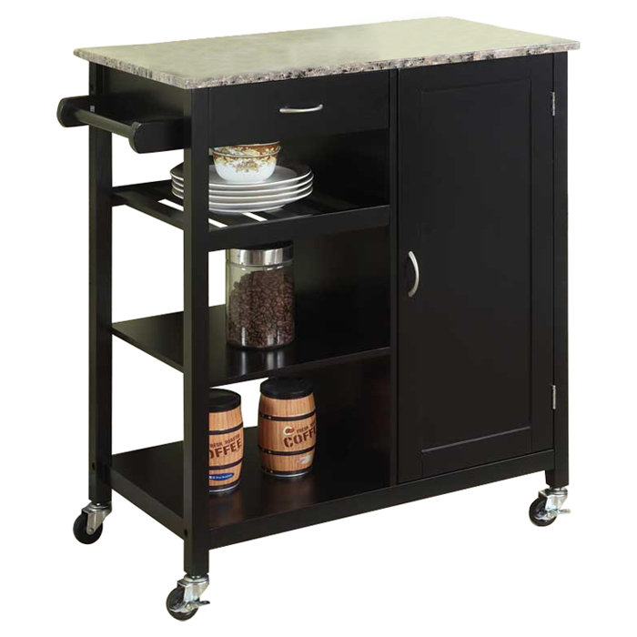 Red Barrel Studio Auden Kitchen Cart With Faux Marble Top Reviews Auden Kitchen Cart With Faux Marble Top