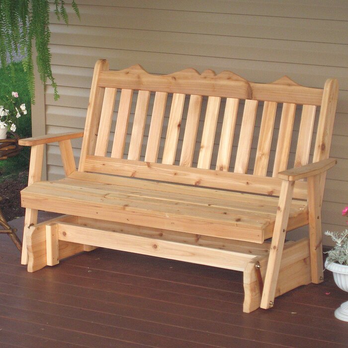 Red Barrel Studio® Outdoor Nicholas Gliding Solid Wood Bench & Reviews ...