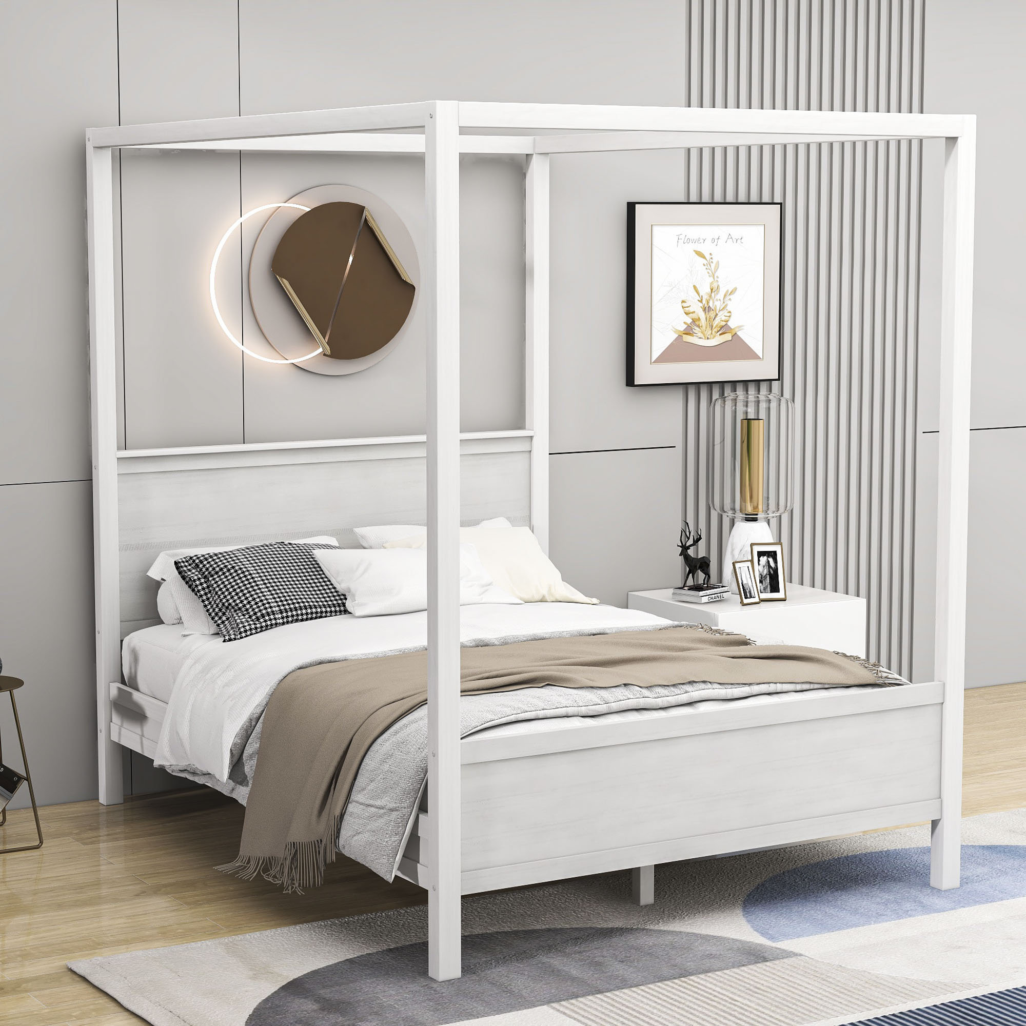 Winston Porter Enzzo Queen Low Profile Canopy Bed Wayfair