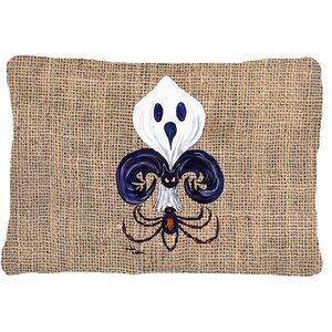 Halloween Ghost Spider Bat Fleur De Lis Indoor/Outdoor Throw Pillow