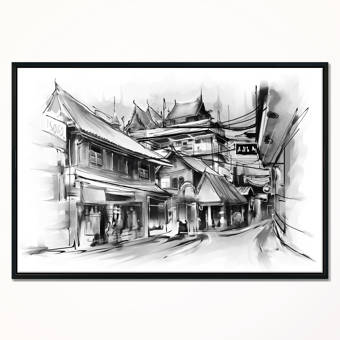 Designart City Street Illustration 3 Piece Graphic Art On Wrapped Canvas Set Wayfair