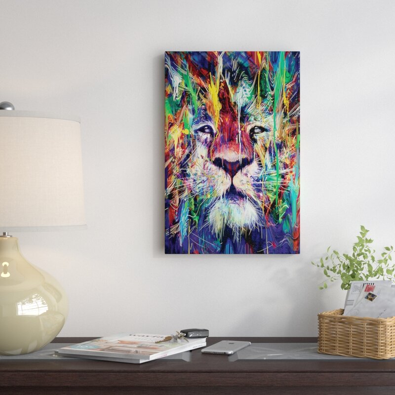 'Lion' Graphic Art on Canvas - Lion Wall Decorations