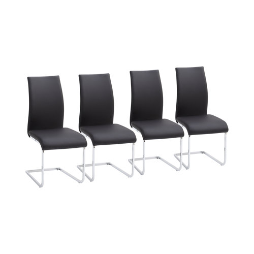 Cathey Upholstered Dining Chair (Set of 4) Metro Lane Upholstery Colour: Black