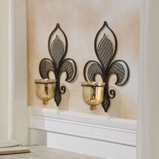 Fleur De Lis Sconce Wayfair Metal Filigree Fleur De Lis Sconce Set Of 2