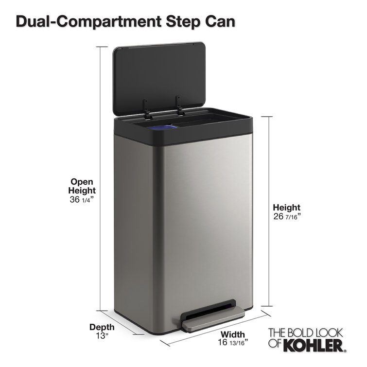 Kohler Dual Compartment 13 Gallon Step On Trash Can & Reviews ...
