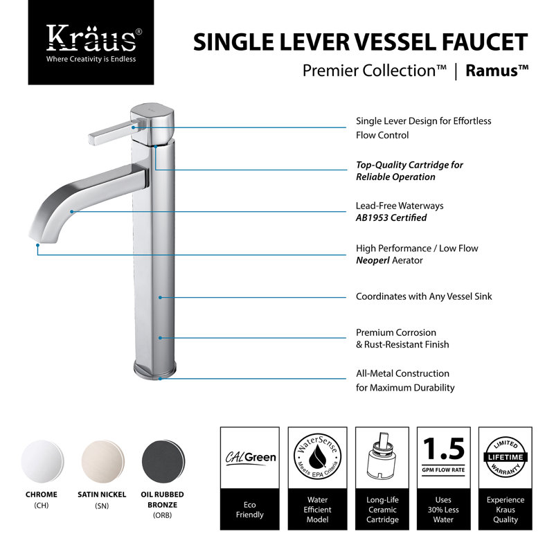 Fvs 1007ch Orb Sn Kraus Ramus Vessel Bathroom Faucet Reviews