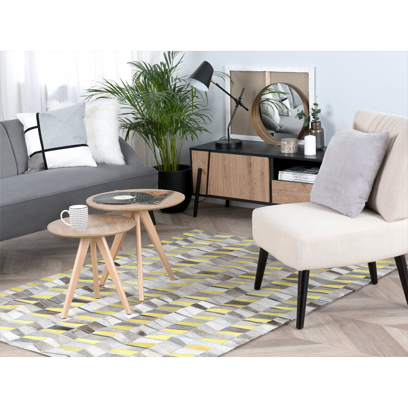 Union Rustic Sofia Cowhide Grey Yellow Rug Wayfair Co Uk Union Rustic Sofia Cowhide Grey Yellow