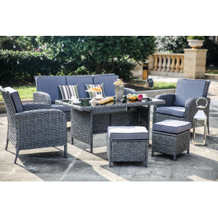 Brixham 6 Piece Rattan Sofa Seating Group With Cushions Brixham 6 Piece Rattan Sofa Seating Group With Cushions