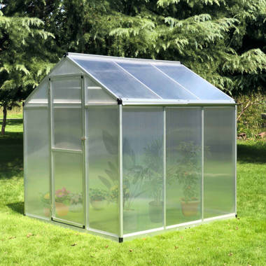 GRAVFORCE Greenhouse for Outdoor Silver, 6L x 4W x 6H Polycarbonate Walk-in Plant Greenhouse with Window for Winter Garden Green House for Plants 6 x 4 FT 